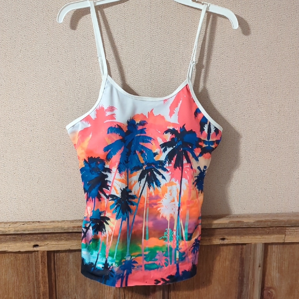 Tropical Sunset Swim Top